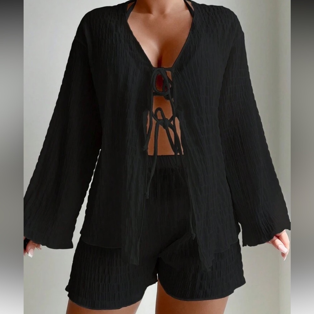 SHEIN Black Swim Coverup Set